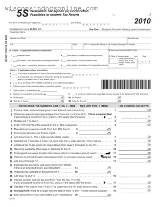 Blank Wisconsin 5S Form