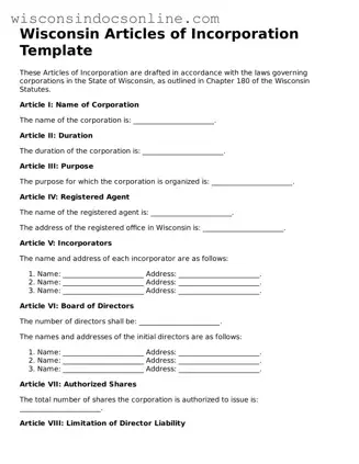 Attorney-Approved Wisconsin Articles of Incorporation Template