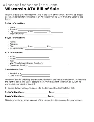 Attorney-Approved Wisconsin ATV Bill of Sale Template