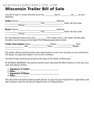 Attorney-Approved Wisconsin Trailer Bill of Sale Template