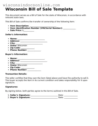 Attorney-Approved Wisconsin Bill of Sale Template