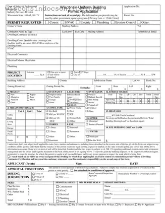 Blank Wisconsin Building Permit Form
