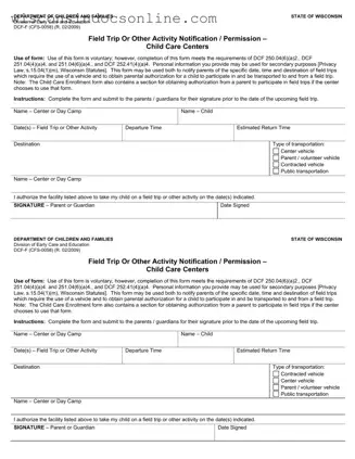 Blank Wisconsin Dcf F Form