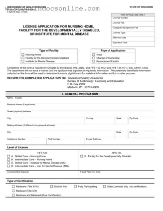 Blank Wisconsin F 62019 Form