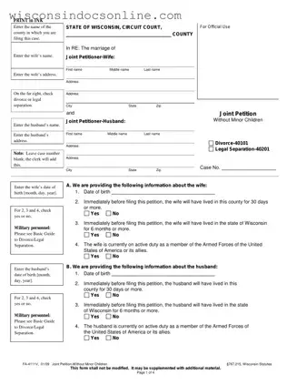Blank Wisconsin Fa 4111 Form