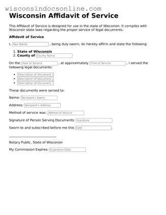 Attorney-Approved Wisconsin Affidavit of Service Template