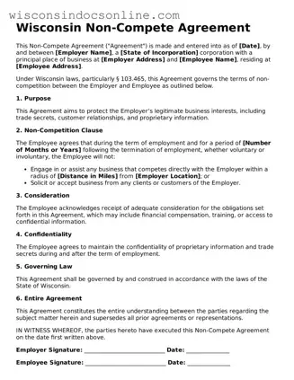 Attorney-Approved Wisconsin Non-compete Agreement Template