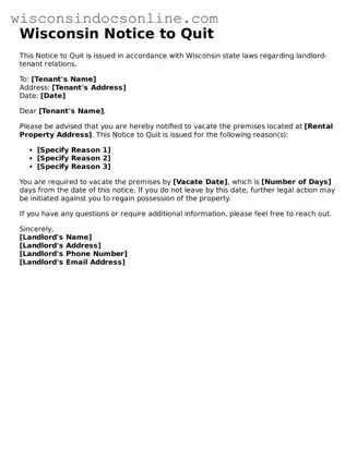 Attorney-Approved Wisconsin Notice to Quit Template