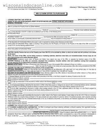 Blank Wisconsin Offer Form