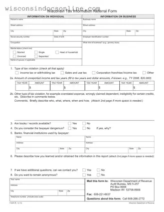 Blank Wisconsin P 626 Form