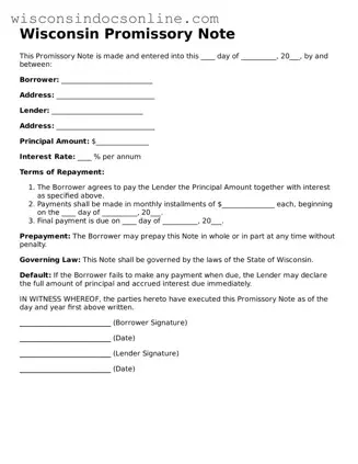 Attorney-Approved Wisconsin Promissory Note Template