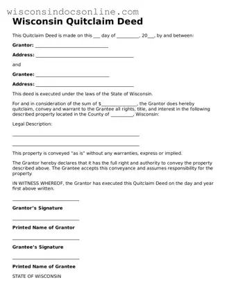 Attorney-Approved Wisconsin Quitclaim Deed Template