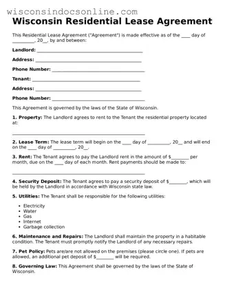 Attorney-Approved Wisconsin Residential Lease Agreement Template