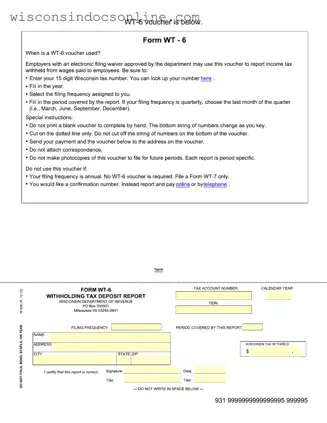 Blank Wisconsin Wt 6 Withholding Form