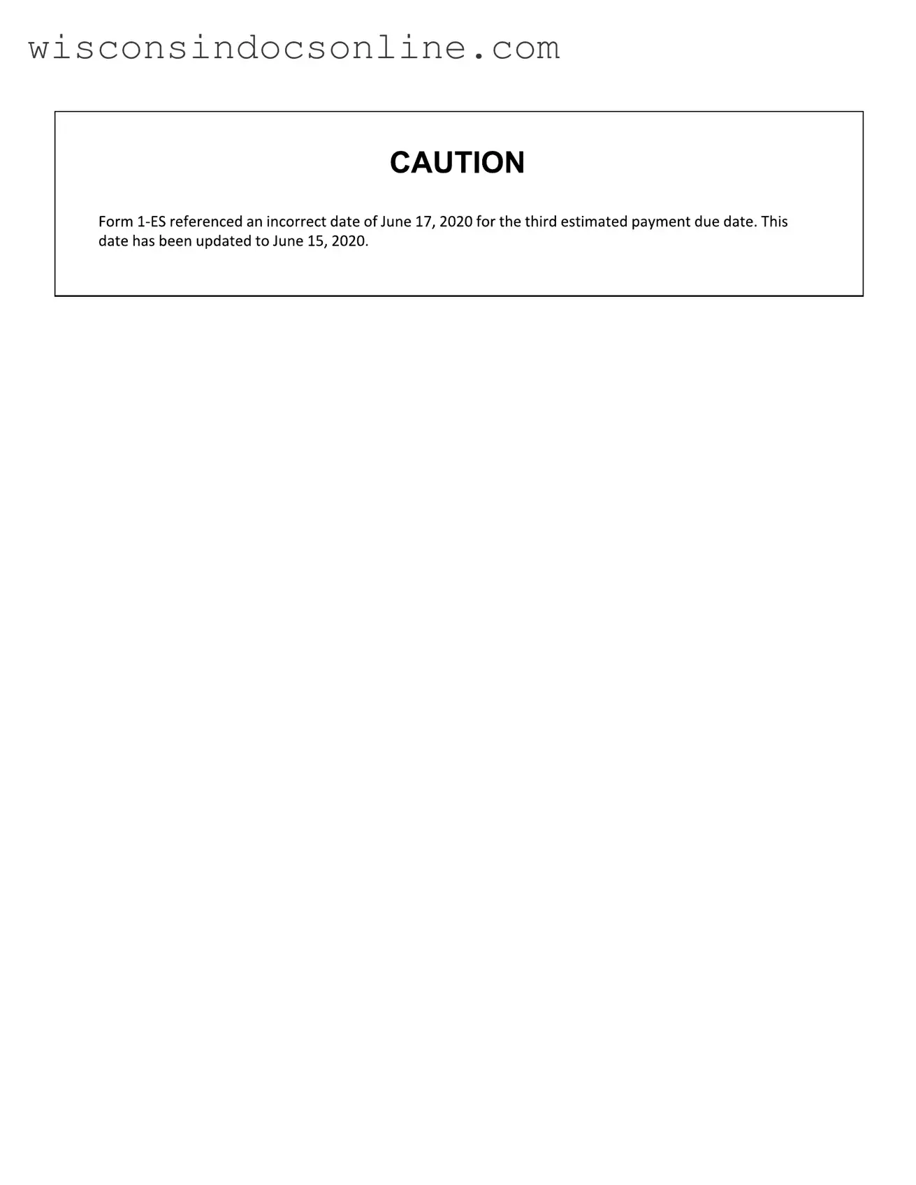 Blank Wisconsin 1 Es Form