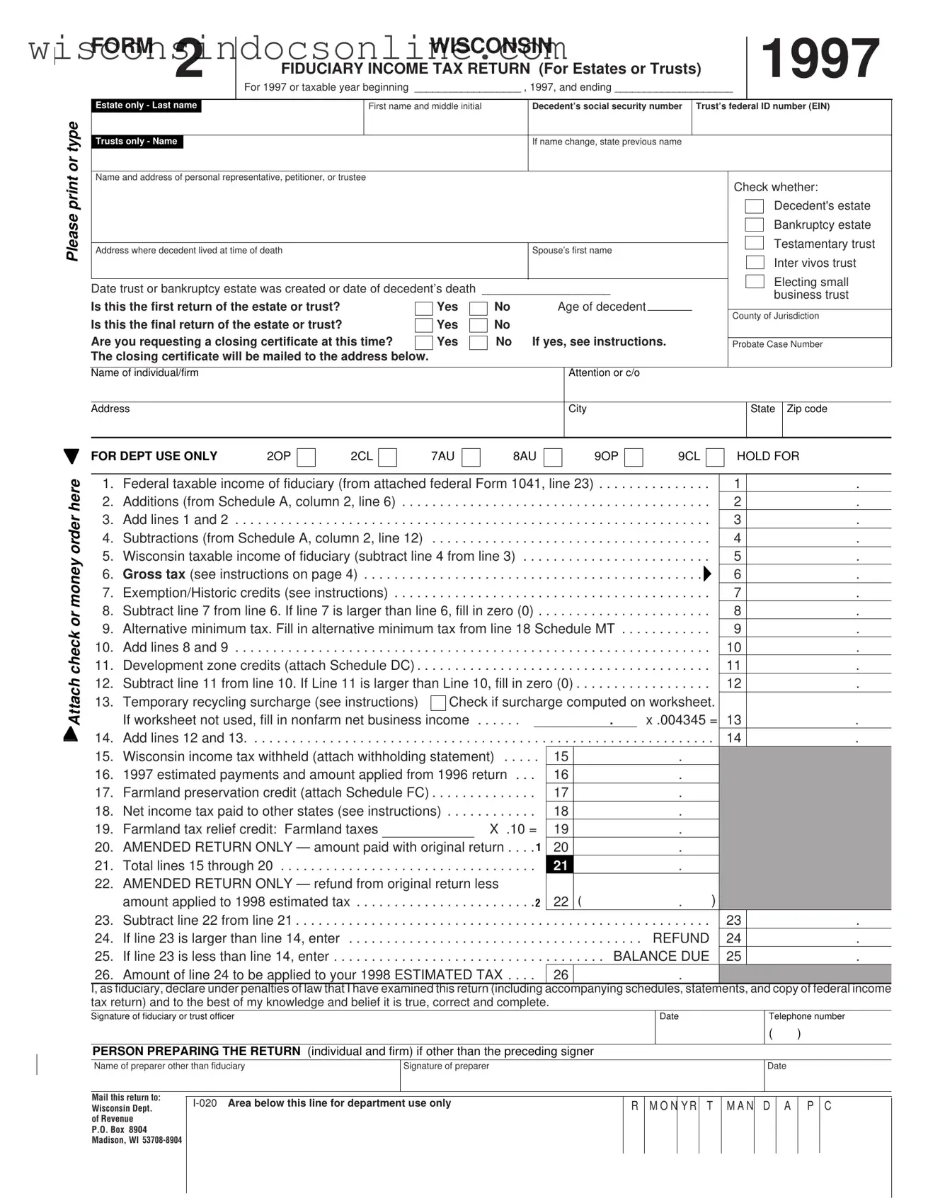 Blank Wisconsin 2 Form
