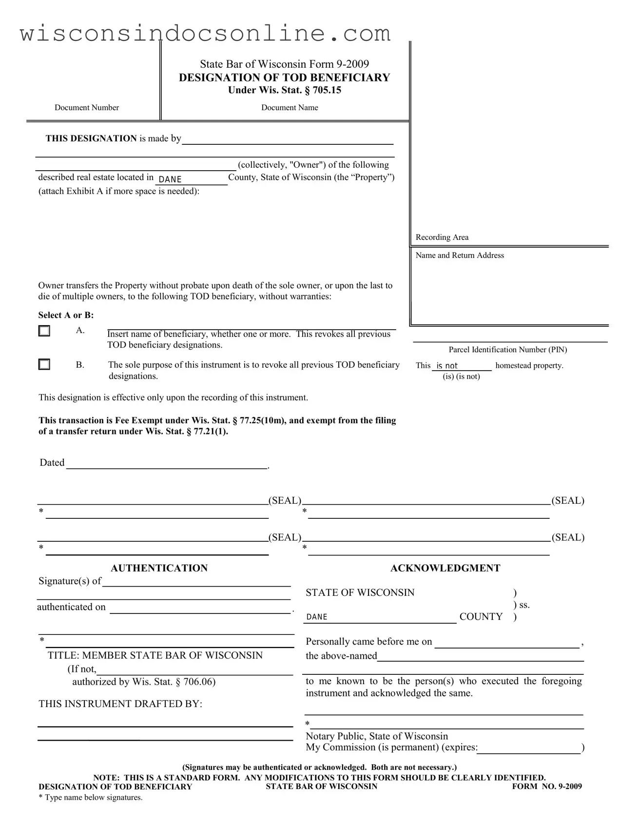 Blank Wisconsin 9 Form