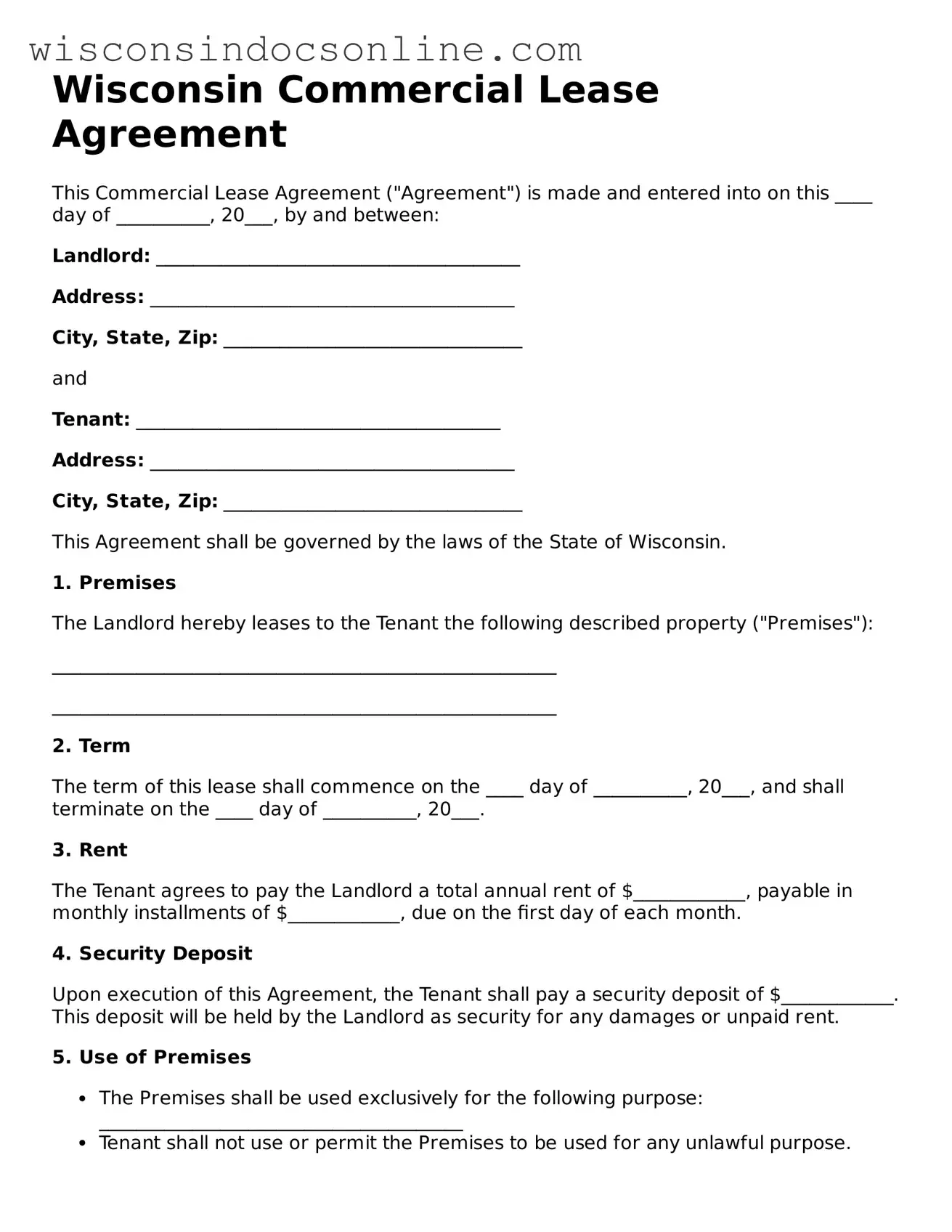 Attorney-Approved Wisconsin Commercial Lease Agreement Template