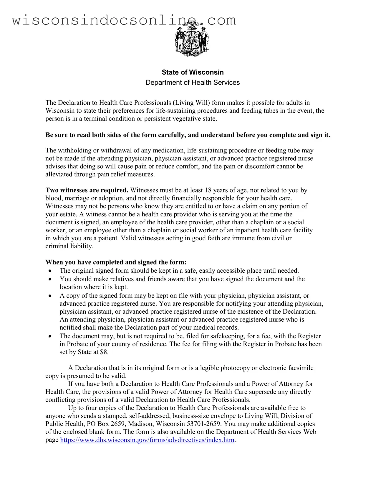 Blank Wisconsin F 00060 Form