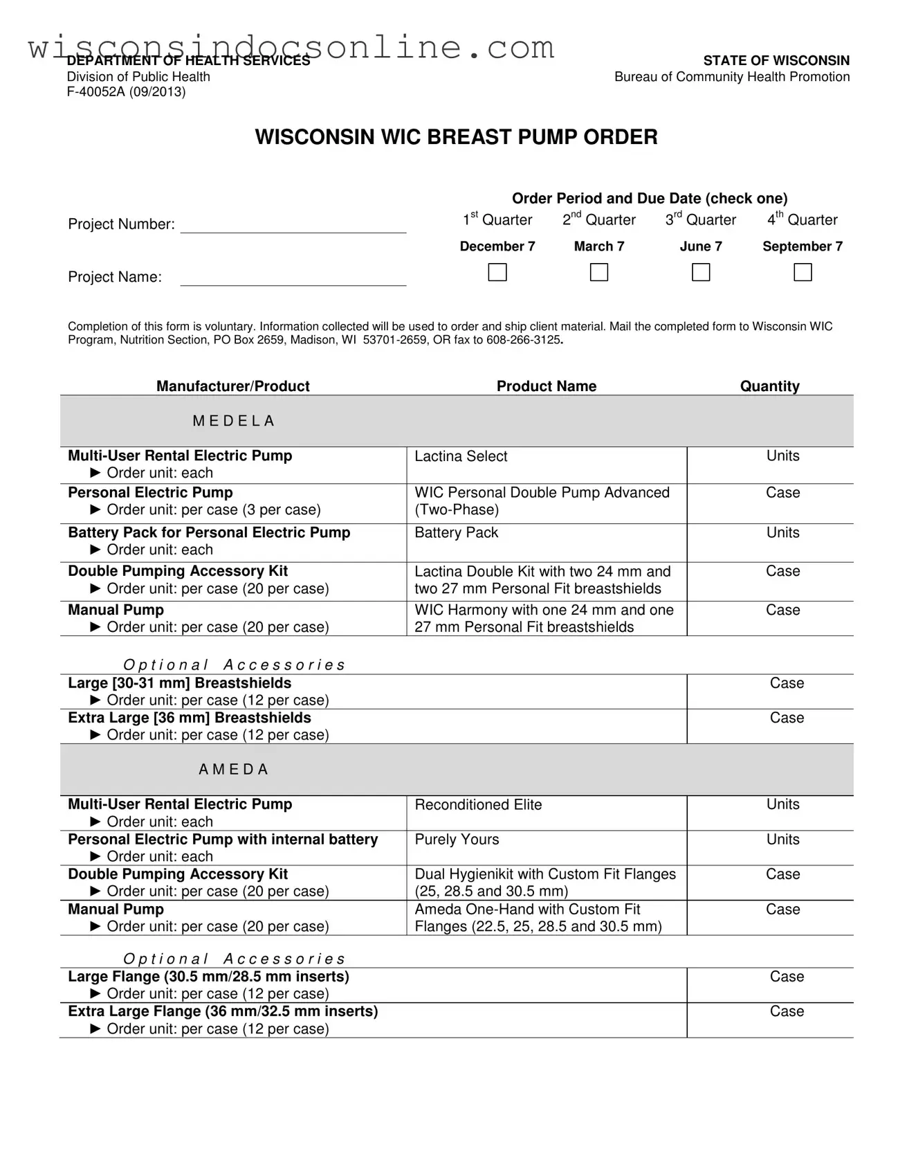 Blank Wisconsin F 40052A Form