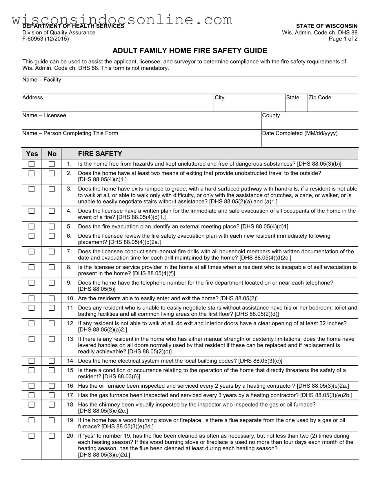 Blank Wisconsin F 60953 Form