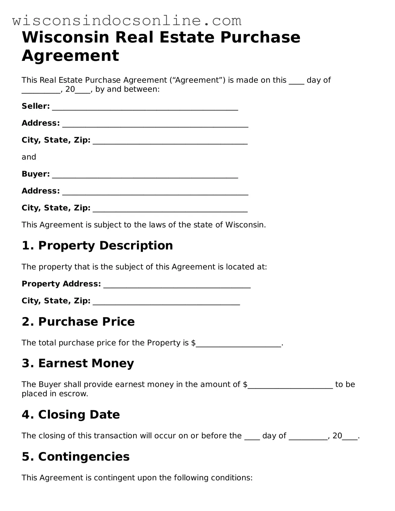Attorney-Approved Wisconsin Real Estate Purchase Agreement Template