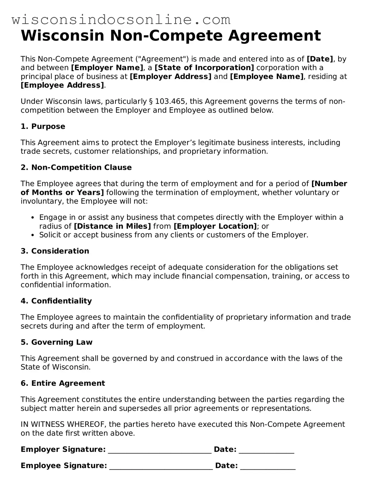 Attorney-Approved Wisconsin Non-compete Agreement Template