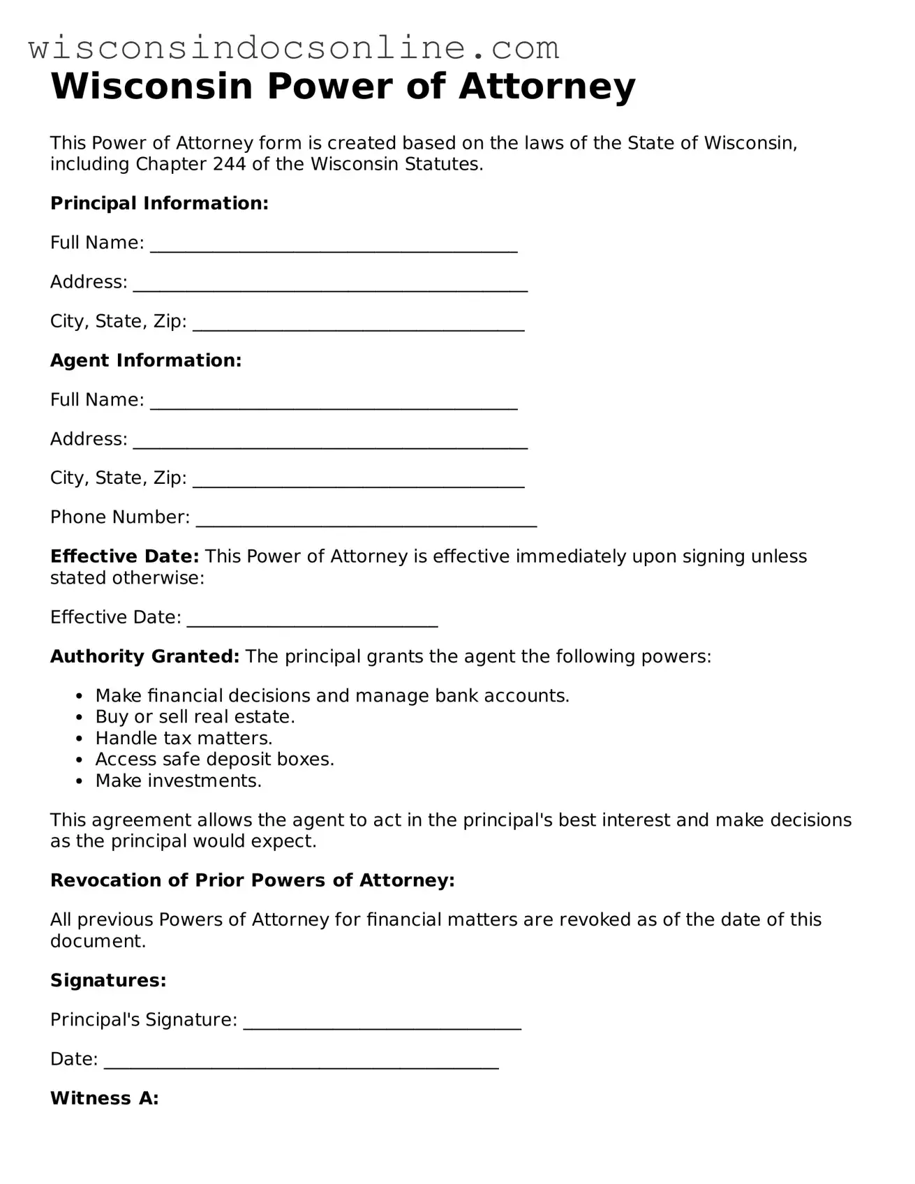 Attorney-Approved Wisconsin Power of Attorney Template