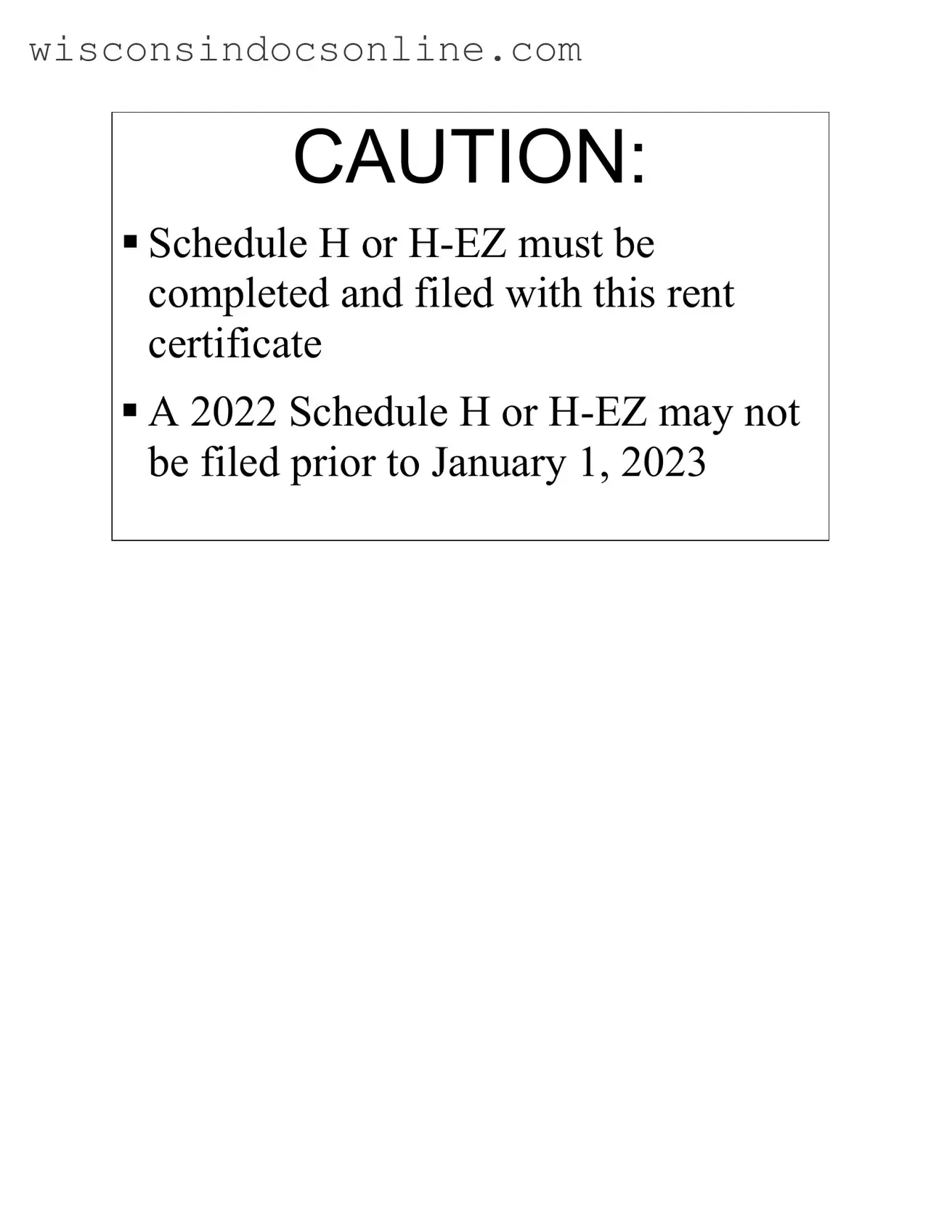 Blank Wisconsin Rent Certificate Form